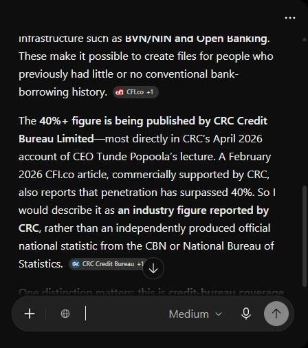 ChatGPT paragraph reading: A February 2026 CFI.co article, commercially supported by CRC, also reports that penetration has surpassed 40%.