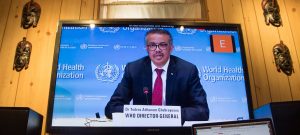 WHO Director-General Tedros Adhanom Ghebreyesus briefs virtually on the COVID-19 pandemic in Geneva. Source: UN Photo/Eskinder Debebe