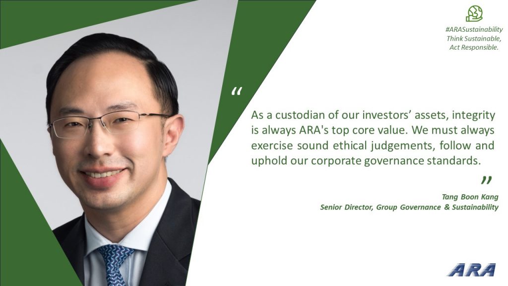 Quote from ARA Asset Management Senior Director, Group Governance & Sustainbility