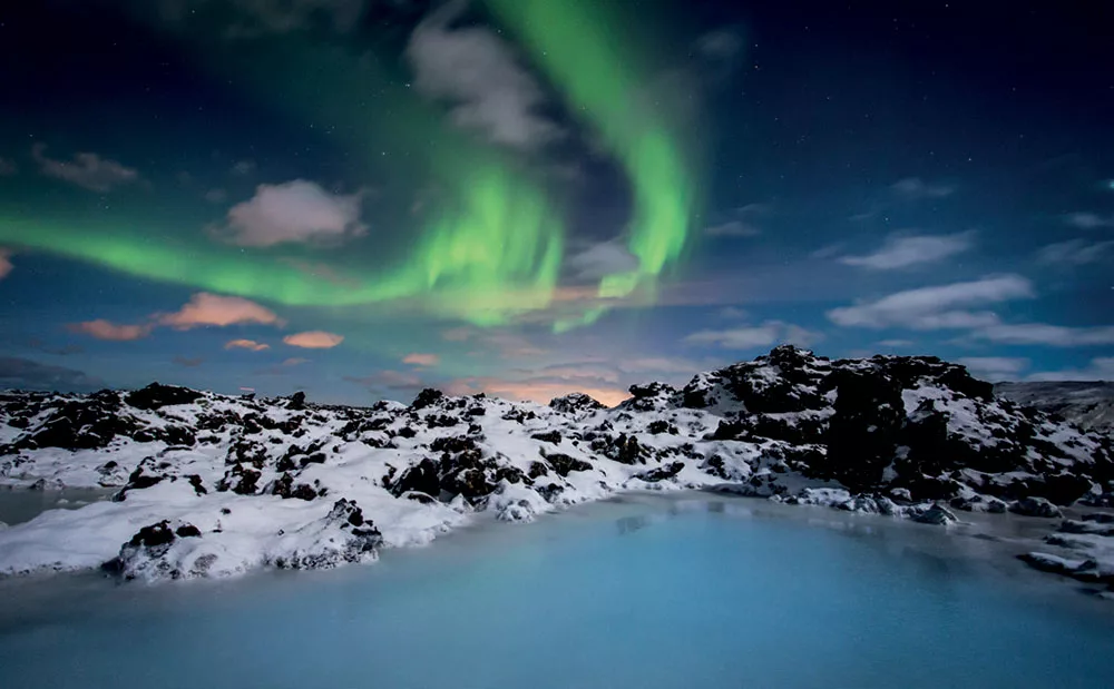 Blue Lagoon, Iceland, northern lights