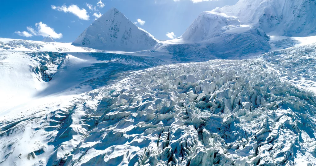 Tibet, China: Aerial view of fossil glacier