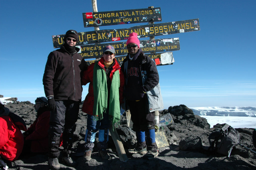 Climb up Kilimanjaro: Herta's husband Hans von Stiegel, Herta and their guide Elloy. 